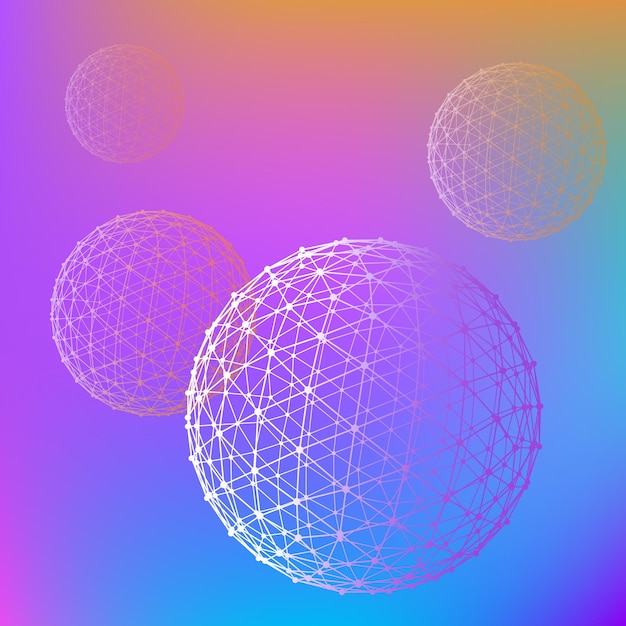 Vector abstract  mesh polygonal background scope of lines and dots ball of the lines