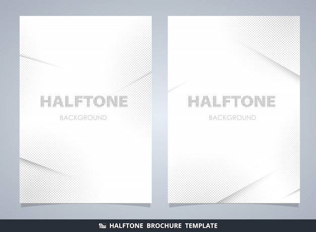 Vector abstract modern halftone brochure mockup in gray decorating background