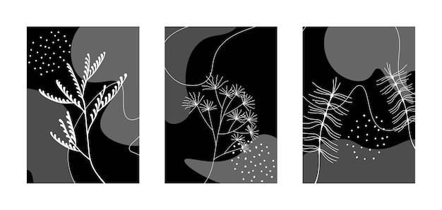 Vector abstract modern hand draw minimalist poster black background