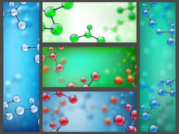 Vector abstract molecules banners.