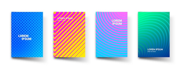 Vector abstract pattern gradient background vector templates modern geometric design with abstract minimal halftone color gradient wave line shapes effect for brochure presentation cover template