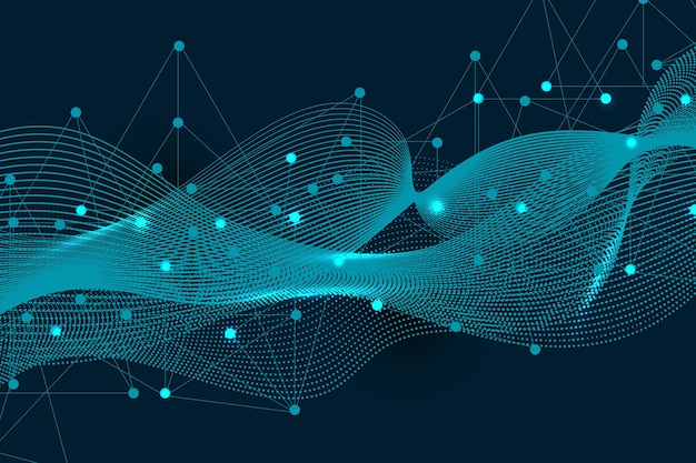 Vector abstract plexus background with connected lines and dots digital data visualization