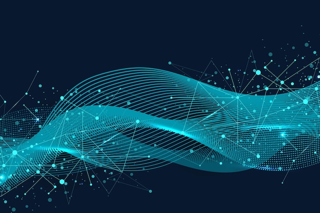 Vector abstract plexus background with connected lines and dots digital data visualization