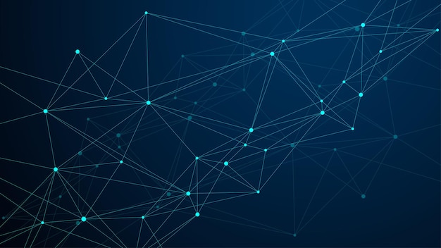 Vector abstract plexus background with connected lines and dots plexus geometric effect digital data visualization futuristic technology style lowpoly element for design vector illustration