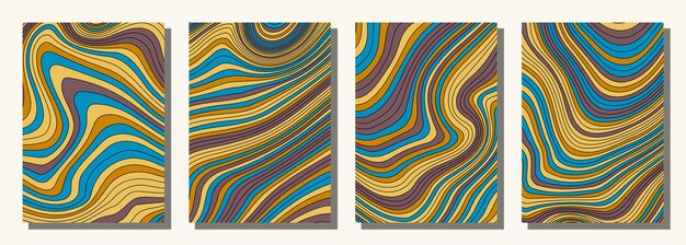 Vector abstract psychedelic groovy set background