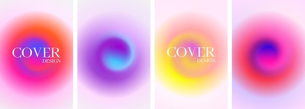 Vector abstract radiant neon fluid round gradient background set