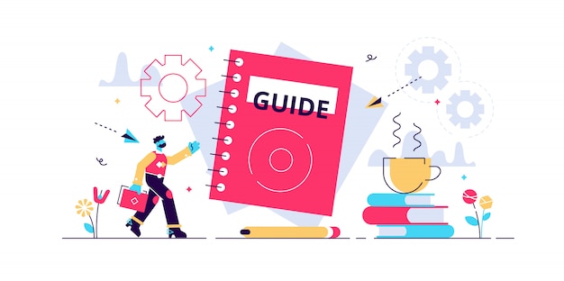 Vector abstract search and find for information guidance and knowledge. manual support and instruction presentation brochure.