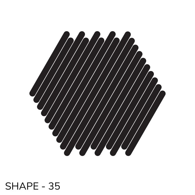 Vector abstract simple geometric shape minimal object pattern in black and white color