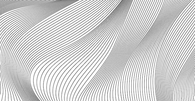Vector abstract smooth waves background. black and white wavy stripes background