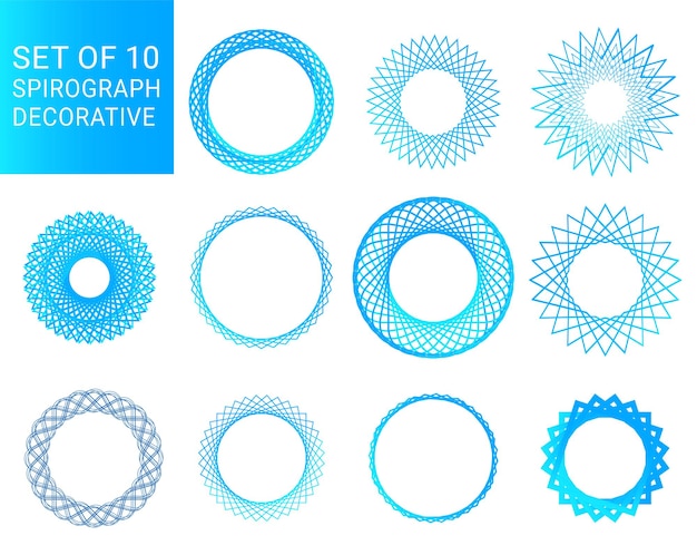 abstract spirograph set of 10, vector spirograph design use as a background, frame, element, logo