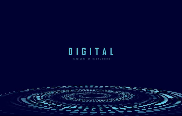 Vector abstract tech geometric dots swirl digital design template. round lines  background.