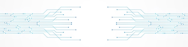 Vector abstract technology background, blue circuit board pattern, microchip, power line