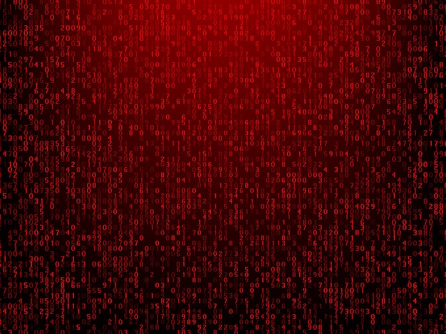 Vector abstract technology red background with computer code. programming, hacker, coding, bitcoin vector illustration