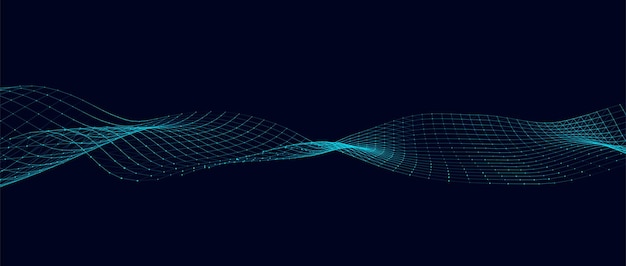 Vector abstract technology wave of particles big data visualization vector background with motion dots and lines artificial intelligence