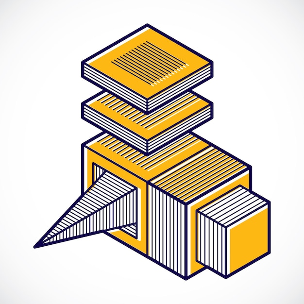 Vector abstract three-dimensional shape, vector design cube element.