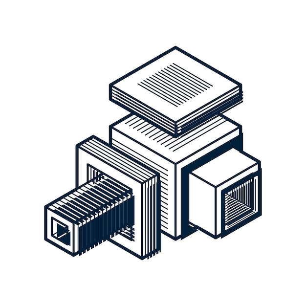 Vector abstract three-dimensional shape, vector design cube element.