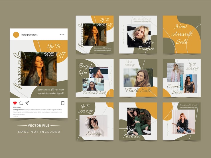 Vector abstract trendy fashion sale instagram post template  