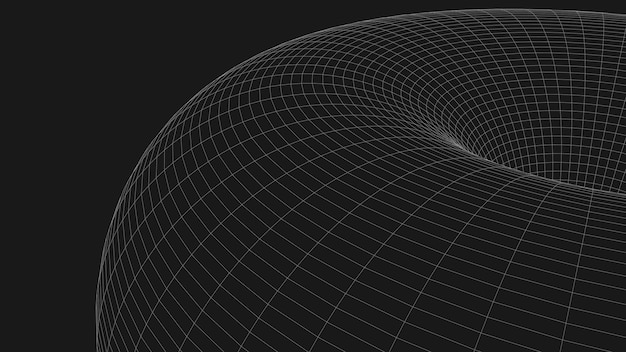 Vector abstract tunnel with a white mesh structure on a dark background 3d grid of tunnels and corridors vector wormhole
