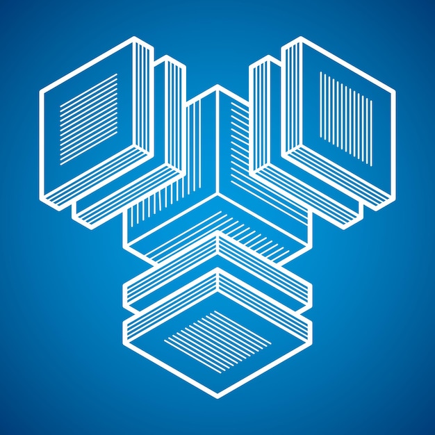 Vector abstract vector isometric dimensional shape made using geometric figures.