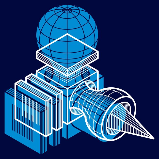 Vector abstract vector isometric dimensional shape made using geometric figures.