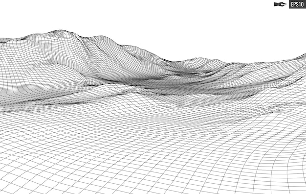 Vector abstract vector landscape background cyberspace grid 3d technology illustration