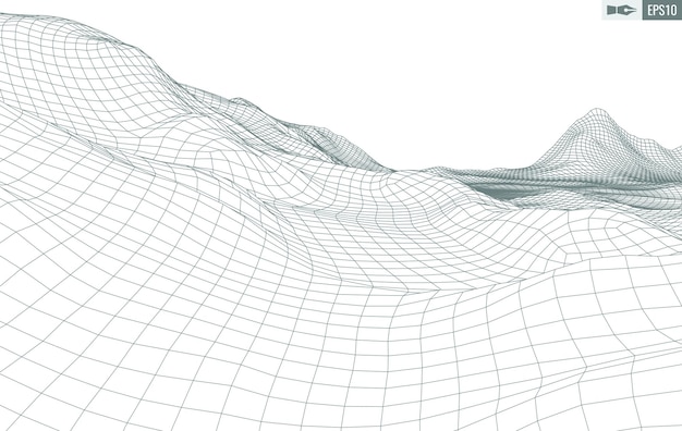 Vector abstract vector landscape background cyberspace grid 3d technology vector illustration
