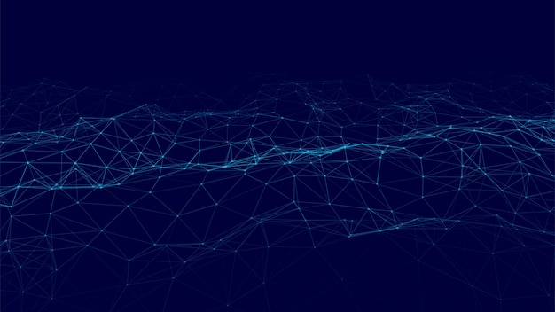 Vector abstract vector technology wave of particles big data visualization background with motion dots and lines artificial intelligence
