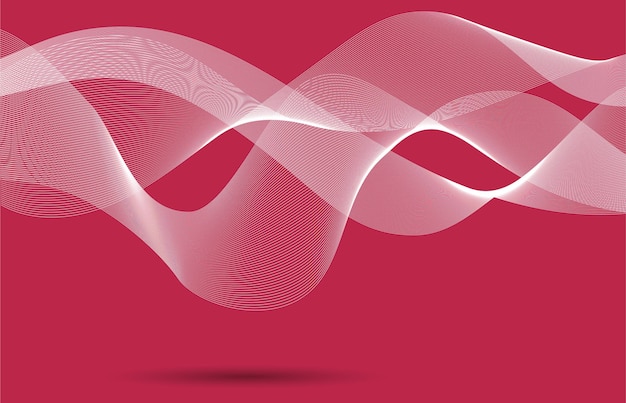 Vector abstract wave element for design digital frequency track equalizer colorful shiny wave with lines created using blend tool curved wavy line smooth stripe viva magenta color background