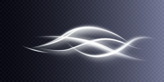 Vector abstract wavy light line on a transparent background. dynamic bright light effect. vector png