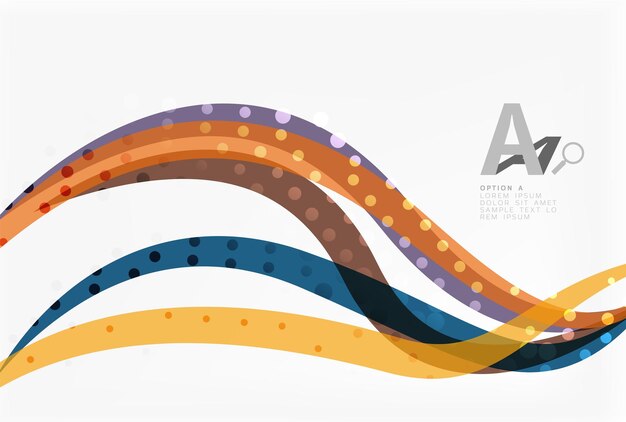 Vector abstract wavy lines with transparent dots vector template background for workflow layout diagram number options or web design