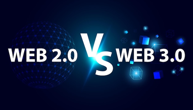 Vector abstract web 20 static page web server or browser and web 30 semantic artificial intelligence ai