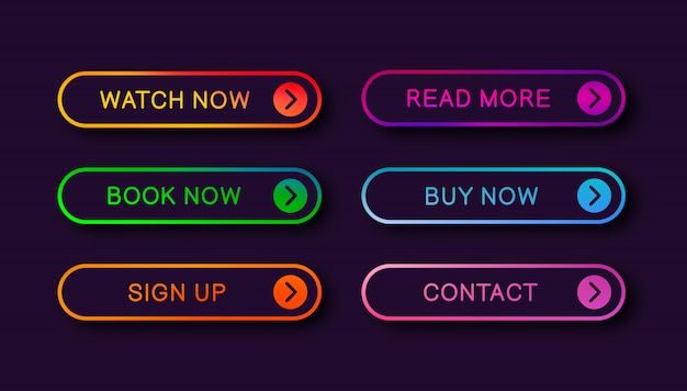 Vector abstract web buttons with falling shadow. set of web buttons for web design isolated