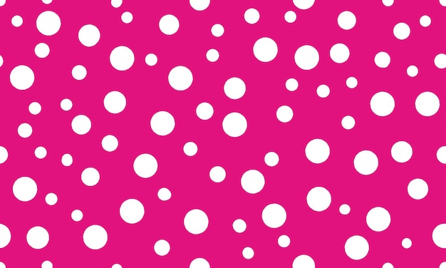 Vector abstract white random polka dot circles seamless pattern on pink background