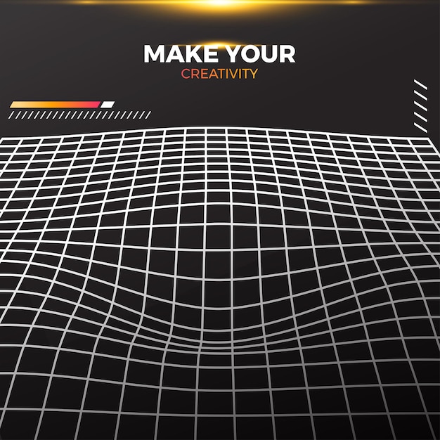 Vector abstract wireframe background. 3d grid technology illustration landscape.