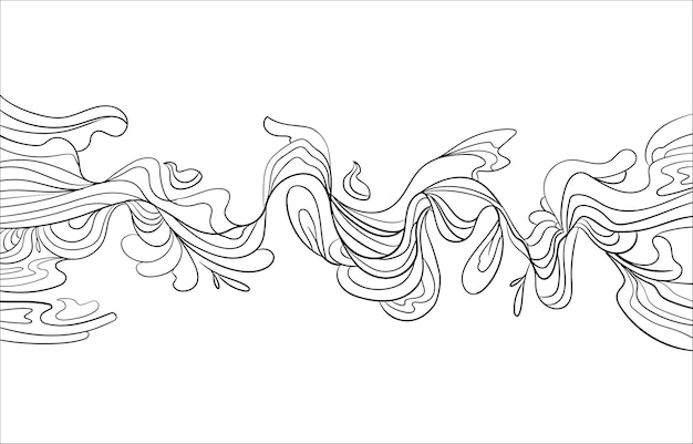 abstractlinesoutlineofhillsorwavesurfacedoodlevectorillustration