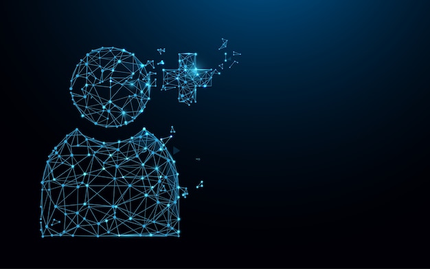 Vector add user icon form lines triangles and particle style design