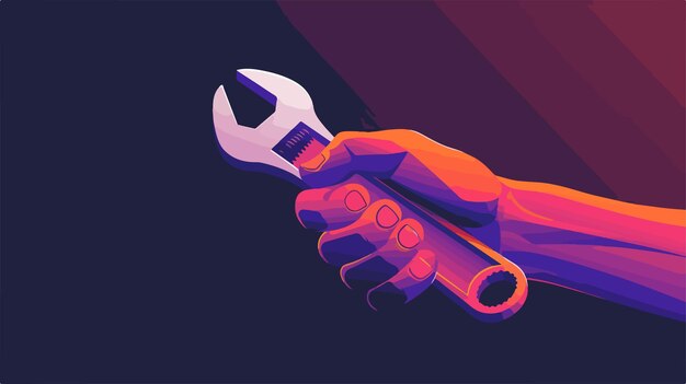Vector adjustable wrench icon flat design in gradient colors