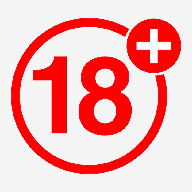 Vector age ratting sign over 18