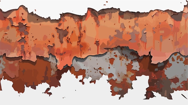 Vector aged iron sheet with peeling color and rust vector illustration