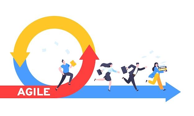 Vector agile development methodology business concept flat style design vector illustration