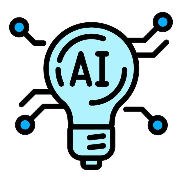 Vector ai brain idea icon outline vector network machine computer robot