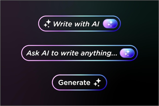 Vector ai buttons icon artificial intelligence generate menu bar vector design template write with ai icon