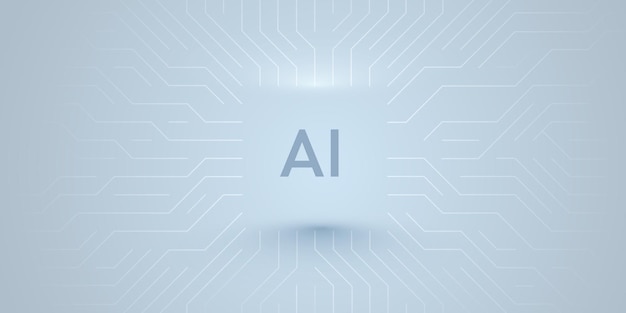 Vector ai chip on circuit board technology background cpu processor on tech bg computer microchip on