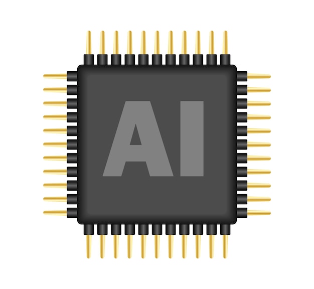Vector ai cpu gpu microchip icon machine learning micro chip symbol ml icon artificial intelligence