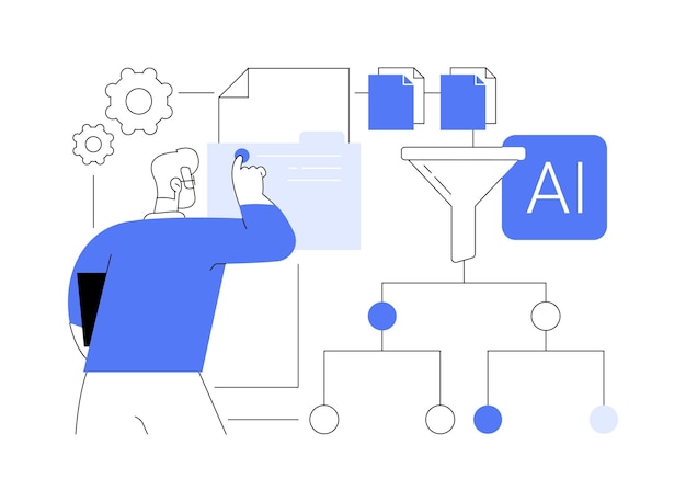 Vector aiautomated data preprocessing abstract concept vector illustration data analysis automate data