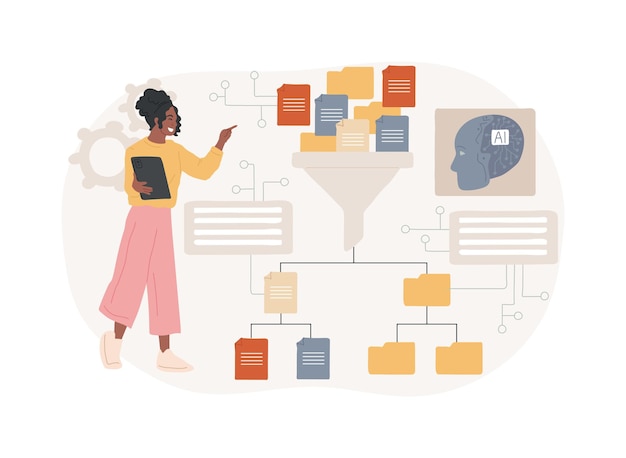 Vector aiautomated data preprocessing abstract concept vector illustration data analysis automate data