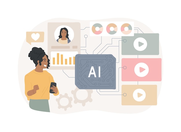 Vector aienhanced content recommendation abstract concept vector illustration