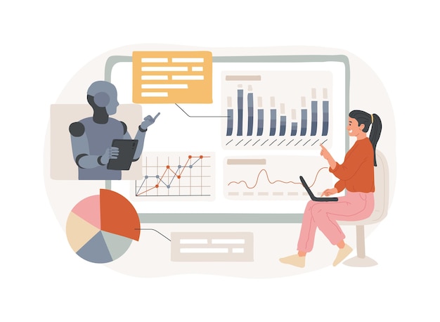 Vector aipowered advanced data processing abstract concept vector illustration data analysis automate