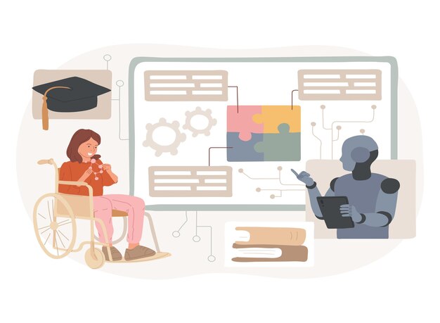 Vector aipowered special education support abstract concept vector illustration
