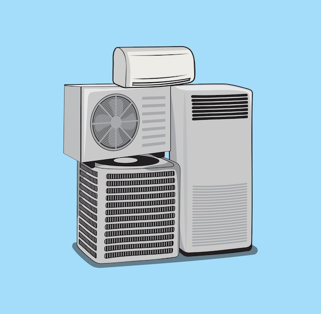 Vector air conditioner devices design illustration
